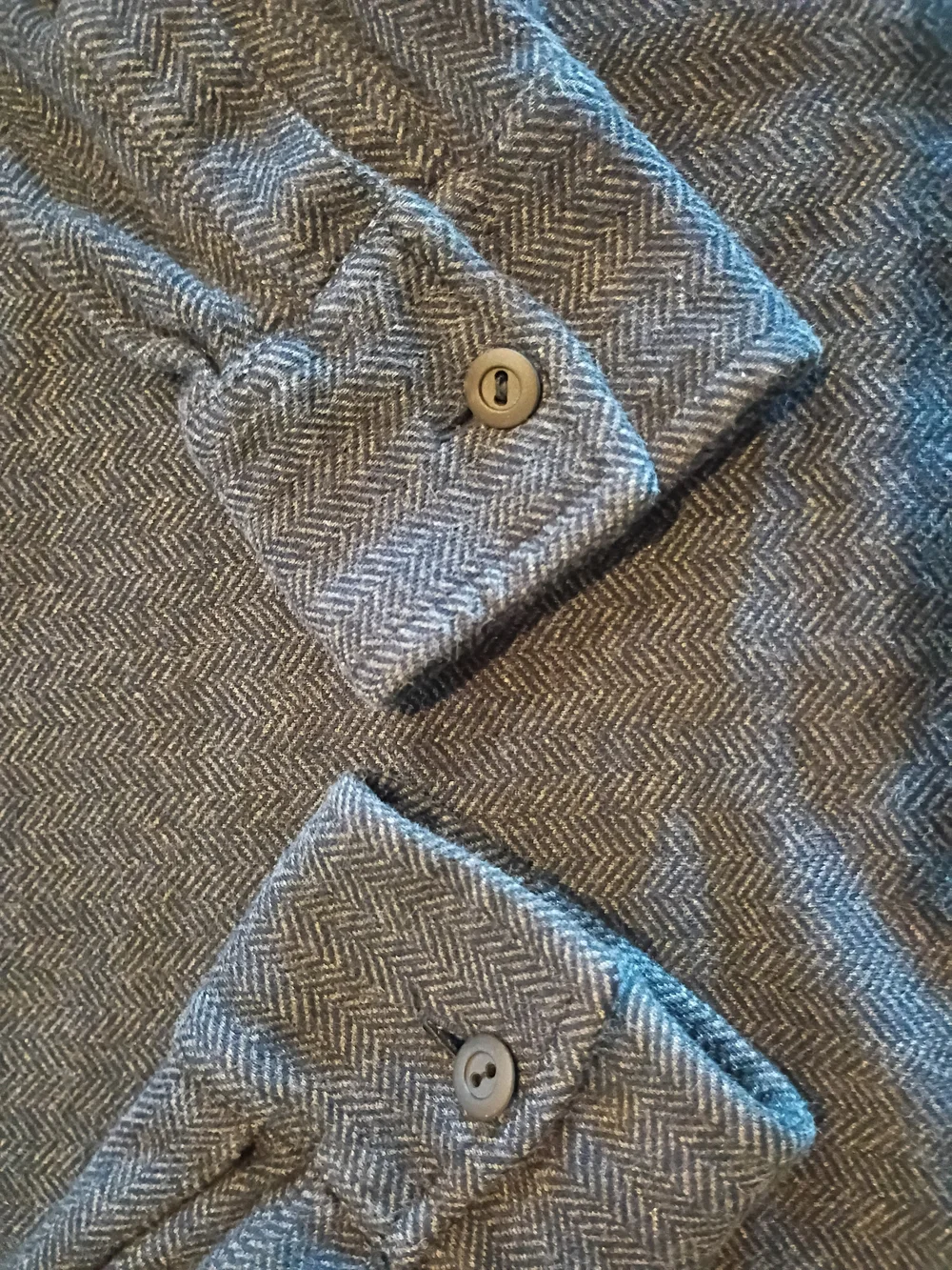 VTG Ralph Lauren Men's Blue Herringbone Long-Sleeve Polo Sz M